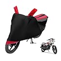 Euro Care Bike Cover Compatible with Phoenix 125 with Mirror Pocket,Dustproof, Windproof, Belt Buckle, Phoenix 125 Bike Cover- Black-Red - 1 Unit