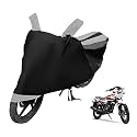 Euro Care Bike Cover Compatible with Phoenix 125 with Mirror Pocket,Dustproof, Windproof, Belt Buckle, Phoenix 125 Bike Cover- Black-Silver - 1 Unit