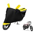 Euro Care Bike Cover Compatible with Phoenix 125 with Mirror Pocket,Dustproof, Windproof, Belt Buckle, Phoenix 125 Bike Cover- Black-Yellow - 1 Unit