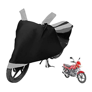 euro care bike cover compatible with platina 100 heatproof mirror pocket dustproof belt amp buckle platina bike cover - 1 unit black-silver