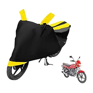 euro care bike cover compatible with platina 100 heatproof mirror pocket dustproof belt amp buckle platina bike cover - 1 unit black-yellow