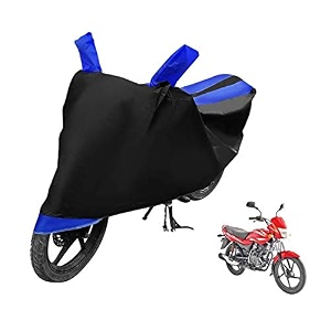 euro care bike cover compatible with platina 100 heatproof mirror pocket dustproof belt amp buckle platina bike cover - 1 unit black-blue