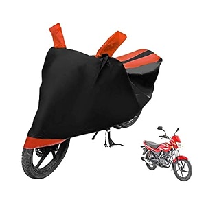 euro care bike cover compatible with platina 100 heatproof mirror pocket dustproof belt amp buckle platina bike cover - 1 unit black-orange