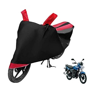 euro care bike cover compatible with platina 100 heatproof mirror pocket dustproof belt amp buckle platina bike cover - 1 unit black-red