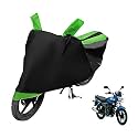 Euro Care Bike Cover Compatible with Platina 100, Heatproof, Mirror Pocket, Dustproof, Belt &amp; Buckle, Platina Bike Cover - 1 Unit, Black-Green
