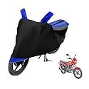Euro Care Bike Cover Compatible with Platina 100, Heatproof, Mirror Pocket, Dustproof, Belt &amp; Buckle, Platina Bike Cover - 1 Unit, Black-Blue