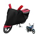 Euro Care Bike Cover Compatible with Platina 100, Heatproof, Mirror Pocket, Dustproof, Belt &amp; Buckle, Platina Bike Cover - 1 Unit, Black-Red