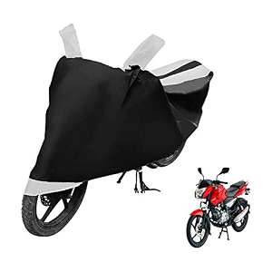 euro care bike cover compatible with pulsar 135 heatproof mirror pocket dustproof belt amp buckle pulsar bike cover - 1 unit black-white