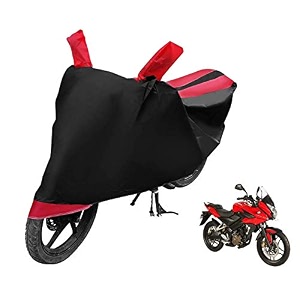 euro care bike cover compatible with pulsar as 200 heatproof mirror pocket dustproof belt amp buckle pulsar bike cover - 1 unit black-red