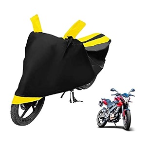 euro care bike cover compatible with pulsar 200 ns heatproof mirror pocket dustproof belt amp buckle pulsar bike cover - 1 unit black-yellow