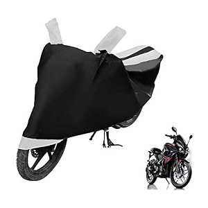 euro care bike cover compatible with pulsar rs 200 heatproof mirror pocket dustproof belt amp buckle pulsar 200 bike cover - 1 unit black-white