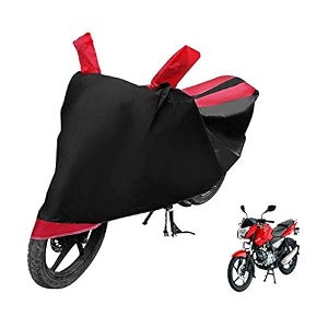euro care bike cover compatible with pulsar 135 heatproof mirror pocket dustproof belt amp buckle pulsar bike cover - 1 unit black-red