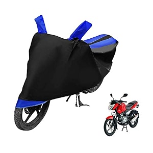 euro care bike cover compatible with pulsar 135 heatproof mirror pocket dustproof belt amp buckle pulsar bike cover - 1 unit black-blue