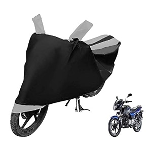 euro care bike cover compatible with pulsar 150 heatproof mirror pocket dustproof belt amp buckle pulsar bike cover - 1 unit black-silver