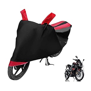 euro care bike cover compatible with pulsar rs 200 heatproof mirror pocket dustproof belt amp buckle pulsar 200 bike cover - 1 unit black-red