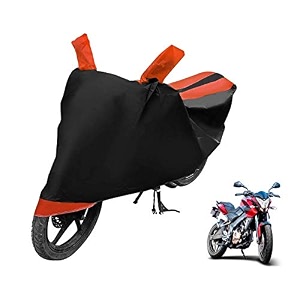 euro care bike cover compatible with pulsar 200 ns heatproof mirror pocket dustproof belt amp buckle pulsar bike cover - 1 unit black-orange