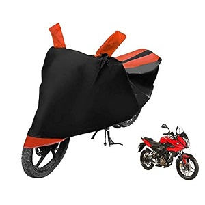 euro care bike cover compatible with pulsar as 200 heatproof mirror pocket dustproof belt amp buckle pulsar bike cover - 1 unit black-orange