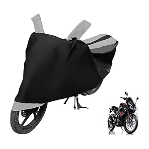 euro care bike cover compatible with pulsar rs 200 heatproof mirror pocket dustproof belt amp buckle pulsar 200 bike cover - 1 unit black-silver