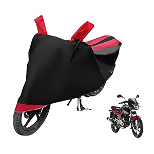 euro care bike cover compatible with pulsar 180 heatproof mirror pocket dustproof belt amp buckle pulsar bike cover - 1 unit black-red