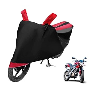 euro care bike cover compatible with pulsar 200 ns heatproof mirror pocket dustproof belt amp buckle pulsar bike cover - 1 unit black-red