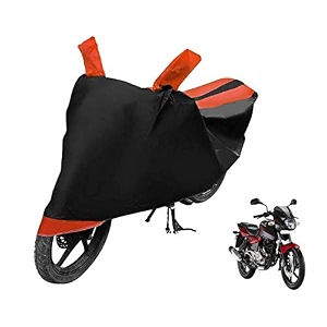 euro care bike cover compatible with pulsar 180 heatproof mirror pocket dustproof belt amp buckle pulsar bike cover - 1 unit black-orange