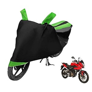 euro care bike cover compatible with pulsar as 200 heatproof mirror pocket dustproof belt amp buckle pulsar bike cover - 1 unit black-green