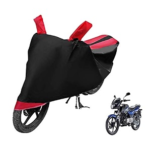 euro care bike cover compatible with pulsar 150 dts-i heatproof mirror pocket dustproof belt amp buckle pulsar bike cover - 1 unit black-red