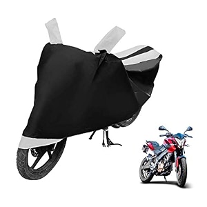 euro care bike cover compatible with pulsar 200 ns heatproof mirror pocket dustproof belt amp buckle pulsar bike cover - 1 unit black-white