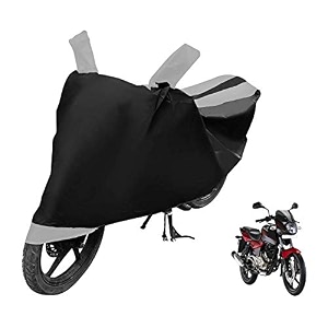 euro care bike cover compatible with pulsar 180 heatproof mirror pocket dustproof belt amp buckle pulsar bike cover - 1 unit black-silver