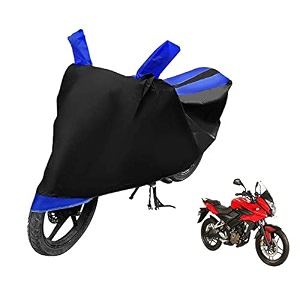 euro care bike cover compatible with pulsar as 200 heatproof mirror pocket dustproof belt amp buckle pulsar bike cover - 1 unit black-blue