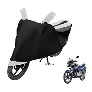 euro care bike cover compatible with pulsar 150 heatproof mirror pocket dustproof belt amp buckle pulsar bike cover - 1 unit black-white