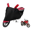 Euro Care Bike Cover Compatible with Pulsar AS 200, Heatproof, Mirror Pocket, Dustproof, Belt &amp; Buckle, Pulsar Bike Cover - 1 Unit, Black-Red