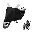 Euro Care Bike Cover Compatible with Pulsar RS 200, Heatproof, Mirror Pocket, Dustproof, Belt &amp; Buckle, Pulsar 200 Bike Cover - 1 Unit, Black-White