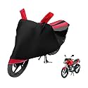 Euro Care Bike Cover Compatible with Pulsar 135, Heatproof, Mirror Pocket, Dustproof, Belt &amp; Buckle, Pulsar Bike Cover - 1 Unit, Black-Red