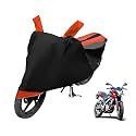 Euro Care Bike Cover Compatible with Pulsar 200 NS, Heatproof, Mirror Pocket, Dustproof, Belt &amp; Buckle, Pulsar Bike Cover - 1 Unit, Black-Orange