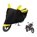 Euro Care Bike Cover Compatible with Pulsar 180, Heatproof, Mirror Pocket, Dustproof, Belt &amp; Buckle, Pulsar Bike Cover - 1 Unit, Black-Yellow