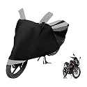 Euro Care Bike Cover Compatible with Pulsar RS 200, Heatproof, Mirror Pocket, Dustproof, Belt &amp; Buckle, Pulsar 200 Bike Cover - 1 Unit, Black-Silver