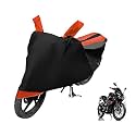 Euro Care Bike Cover Compatible with Pulsar RS 200, Heatproof, Mirror Pocket, Dustproof, Belt &amp; Buckle, Pulsar 200 Bike Cover - 1 Unit, Black-Orange