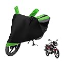 Euro Care Bike Cover Compatible with Pulsar 180, Heatproof, Mirror Pocket, Dustproof, Belt & Buckle, Pulsar Bike Cover - 1 Unit, Black-Green