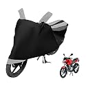 Euro Care Bike Cover Compatible with Pulsar 135, Heatproof, Mirror Pocket, Dustproof, Belt &amp; Buckle, Pulsar Bike Cover - 1 Unit, Black-Silver