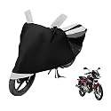 Euro Care Bike Cover Compatible with Pulsar 180, Heatproof, Mirror Pocket, Dustproof, Belt &amp; Buckle, Pulsar Bike Cover - 1 Unit, Black-White