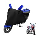 Euro Care Bike Cover Compatible with Pulsar 200 NS, Heatproof, Mirror Pocket, Dustproof, Belt &amp; Buckle, Pulsar Bike Cover - 1 Unit, Black-Blue