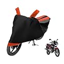 Euro Care Bike Cover Compatible with Pulsar 180, Heatproof, Mirror Pocket, Dustproof, Belt &amp; Buckle, Pulsar Bike Cover - 1 Unit, Black-Orange