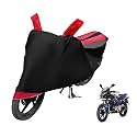 Euro Care Bike Cover Compatible with Pulsar 220F, Heatproof, Mirror Pocket, Dustproof, Belt &amp; Buckle, Pulsar Bike Cover - 1 Unit, Black-Red