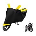 Euro Care Bike Cover Compatible with Pulsar RS 200, Heatproof, Mirror Pocket, Dustproof, Belt &amp; Buckle, Pulsar 200 Bike Cover - 1 Unit, Black-Yellow