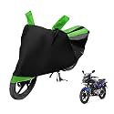 Euro Care Bike Cover Compatible with Pulsar 220F, Heatproof, Mirror Pocket, Dustproof, Belt &amp; Buckle, Pulsar Bike Cover - 1 Unit, Black-Green