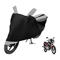 Euro Care Bike Cover Compatible with Pulsar 180, Heatproof, Mirror Pocket, Dustproof, Belt &amp; Buckle, Pulsar Bike Cover - 1 Unit, Black-Silver