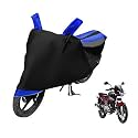 Euro Care Bike Cover Compatible with Pulsar 180, Heatproof, Mirror Pocket, Dustproof, Belt &amp; Buckle, Pulsar Bike Cover - 1 Unit, Black-Blue