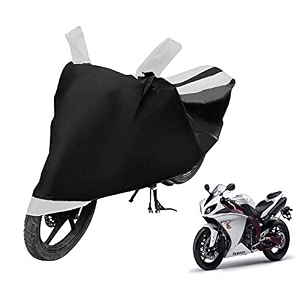 euro care bike cover compatible with r1 heatproof mirror pocket dustproof belt amp buckle r1 bike cover - 1 unit black-white