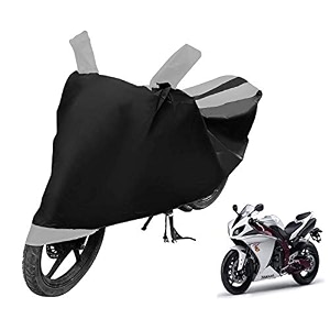 euro care bike cover compatible with r1 heatproof mirror pocket dustproof belt amp buckle r1 bike cover - 1 unit black-silver